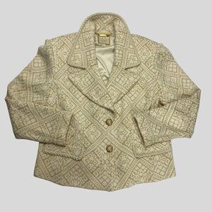 ST. JOHN COUTURE Textured Cream Jacket Gold Button Detail Size 14